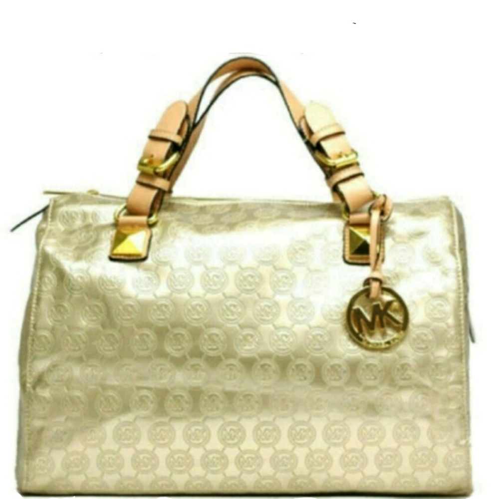 ✨5x HP✨ MK Large Metallic Gold Satchel...NWOT